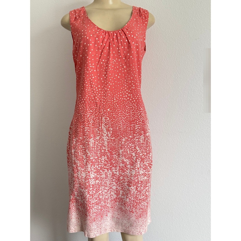 Pure Collection Silk Dress 6 Coral Pink Polka Dot Sleeveless Sheath Mod Classic